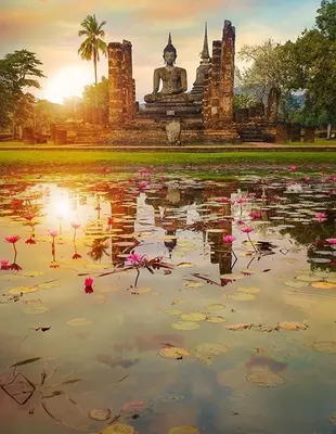 Wat Mahathat-tempelet i Sukhothai Historical Park i Thailand