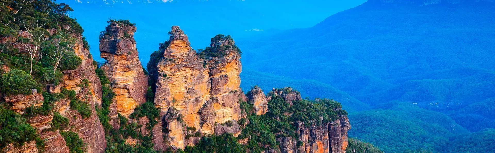 The Three Sisters sett fra Echo Point, Blue Mountains nasjonalpark